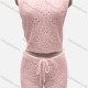 Wholesale Women's Vacation Plain Crew Neck Hollow Out Sleeveless Top & Drawstring Shorts Cover Up 2 Piece Set 80252# 525# Clothing Wholesale Market Liuhua