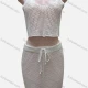 Wholesale Women's Vacation Plain Hollow Out Tank Crop Top & Drawstring Short Skirts Cover Up 2 Piece Set 80254# White Wholesale Clothing Market & Suppliers -LIUHUAMALL