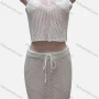 Wholesale Women's Vacation Plain Hollow Out Tank Crop Top & Drawstring Short Skirts Cover Up 2 Piece Set 80254# preview