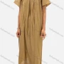 Wholesale Women's Casual Plain Square Neck Ruched Layered Short Sleeve Maxi Dress FYFS005# preview