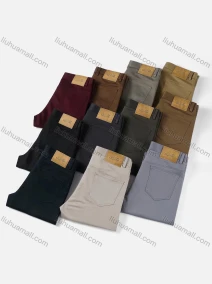 Wholesale Men's Casual Plain 100%Cotton Patch Pocket Button Closure Slim Fit Straight Leg Pant D0961#, LIUHUA CLOTHING WHOLESALE
