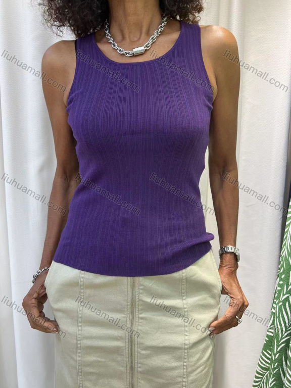 Wholesale Women's Casual Plain Crew Neck Knit Tank Top VL168#