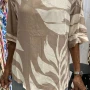 Wholesale Women's Casual Leaf Print Crew Neck Half Sleeve Woven Top JSN145# preview