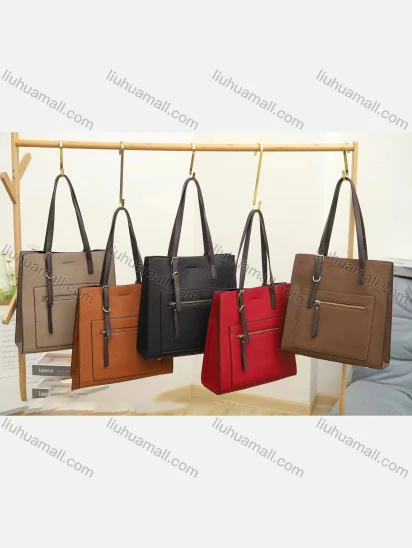 Wholesale Women's Casual Leather Shoulder Plain Zipper Pockets Ladies Handbag 2103#