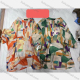 Wholesale Women's Casual Allover Print Colorblock Notched Half Sleeve Button Front Woven Tunic JSN142# JSN142# Clothing Wholesale Market Liuhua