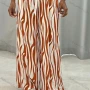 Wholesale Women's Casual Zebra Stripe High Waist Woven Wide Leg Pants QX2402# preview