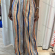 Wholesale Women's Casual Striped Colorblock Button Front High Waist Woven Wide Leg Pants K1593# Multi-color Wholesale Clothing Market & Suppliers -LIUHUAMALL