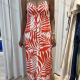 Wholesale Women's Casual Leaf Print Ruched Wrap Woven Maxi Cami Dress M-42# Orange Red Wholesale Clothing Market & Suppliers -LIUHUAMALL