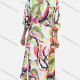 Wholesale Women's Casual Abstract V Neck Half Sleeve Tie Front Split Hem Woven Maxi Dress V5208# Multi-color Wholesale Clothing Market & Suppliers -LIUHUAMALL