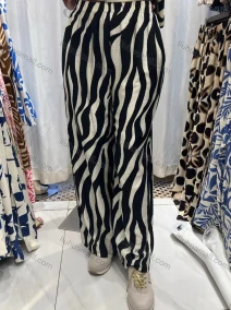 Wholesale Women's Casual Zebra Stripe High Waist Woven Wide Leg Pants JSN138#, LIUHUA CLOTHING WHOLESALE
