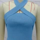 Wholesale Women's Causal Halter Sleeveless Plain Knit Top 553# Clothing Wholesale Market Liuhua
