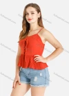 Wholesale Women's Casual Chiffon Spaghetti Strap Shirred Peplum Hem Cami Top - Liuhuamall