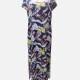 Women's Feather Print Drop Shoulder Maxi Dress Blue Clothing Wholesale Market -LIUHUA
