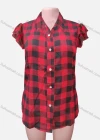 Wholesale Women's Circular Cap Gingham Print Shirt - Liuhuamall
