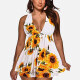 Women's Sunflower Print Cold Shoulder Cami Dress White Clothing Wholesale Market -LIUHUA