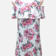 Women's Flower Print Cold Shoulder Cami Dress White Clothing Wholesale Market -LIUHUA