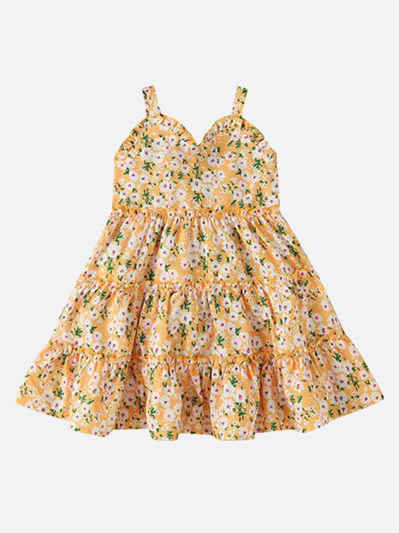 Girls Ruffle Hem Floral Print Cami Dress, Clothing Wholesale Market -LIUHUA, Floral%20Dress