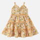 Girls Ruffle Hem Floral Print Cami Dress Yellow Clothing Wholesale Market -LIUHUA