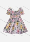 Wholesale Girls Shirred Flower Print Dress - Liuhuamall