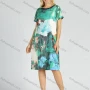 Wholesale Women's Casual Round Neck Short Sleeve Floral Graphic Bowknot Knee Length Tee Dress preview