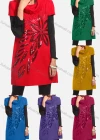 Wholesale Women's Casual Short Sleeve Turtleneck Butterfly Sequin Knit Tunic 350# - Liuhuamall