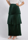 Wholesale Women's Elegant Layered Hem Plain Pleated Maxi Skirt - Liuhuamall