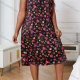 Wholesale Women's Milk Silk Allover Heart Print Drawstring Cami Lounge Midi Nightdress DM1120-03# Black Clothing Wholesale Market Liuhua