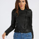 Women's Fashion PU Leather Lapel Zipper Front Leather Motorcycle Crop Jacket 1# Clothing Wholesale Market -LIUHUA