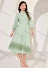 Wholesale Women's Casual Plain Mock Neck Cut Out Puff Sleeve Midi Dress - Liuhuamall