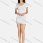 Wholesale Women's Plain Sweetheart Neck Short Sleeve Ruched Slim Fit Mini Dress 3100# preview