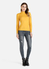 Wholesale Women's High Neck Plain Slim Fit Knit Pullover Knit Top 7945# - Liuhuamall
