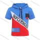 Wholesale Boys Casual Letter Print Drawstring Colorblock Short Sleeve Hoodie Blue Clothing Wholesale Market Liuhua