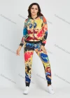 Wholesale Women's Fashion Multicolor Baroque Print Zip Jacket 2 Piece Set - Liuhuamall