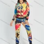 Wholesale Women's Fashion Multicolor Baroque Print Zip Jacket 2 Piece Set preview