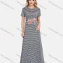 Wholesale Women's Casual Round Neck Striped Letter Graphic Maxi Tee Dress preview