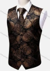 Wholesale Men's Formal Paisley Print Silky Waistcoat With Necktie 2-piece Set - Liuhuamall