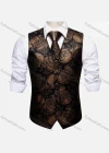 Wholesale Men's Formal Paisley Print Silky Waistcoat With Necktie 2-piece Set - Liuhuamall