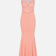 Women's Elegant Crew Neck Sleeveless Beaded Lace Mermaid Evening Dress 3013# Pink Clothing Wholesale Market -LIUHUA