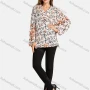 Wholesale Woman's Casual V Shirt Collar Long Sleeve Tie Dye Floral Print Tunic preview