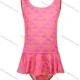 Wholesale Girls Vacation Crew Neck Sleeveless Ruffle Hem Geo Print One Piece Swimsuit Pink Clothing Wholesale Market Liuhua