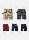 Wholesale Men's Casual Line Print Flap Pockets Cargo Shorts With Belt 28202# - Liuhuamall