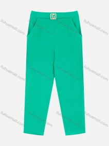 Wholesale Women's Casual Plain Metal Letter Buckle Ruched Cigarette Pants, LIUHUA CLOTHING WHOLESALE