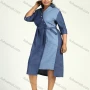 Wholesale Women's Casual Turn-down Collar Half Sleeve Splicing Color Belted Midi Denim Dress preview