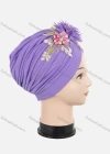 Wholesale Women's Casual Flower Appliques Ruched Headwrap Hat - Liuhuamall