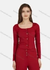 Wholesale Women's Casual Plain Long Sleeve Button Down Crop Top 2-Piece Set - Liuhuamall