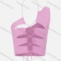 Wholesale Women's Sexy One Shoulder Halter Lace Up Cutout Front Plain Crop Tops preview