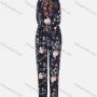 Wholesale Women's Sleeveless Boat Neck Tie Front Allover Floral Print Jumpsuit preview
