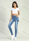 Wholesale Women's High Waist Washed Stretch Flap Pocket Raw Hem Skinny Jeans - Liuhuamall