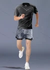 Wholesale Men's Fitness Clothes Marathon Running Training Short Sleeve shirts With Shorts Quick-drying Sports Set - Liuhuamall