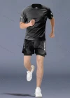 Wholesale Men's Fitness Clothes Marathon Running Training Short Sleeve shirts With Shorts Quick-drying Sports Set - Liuhuamall
